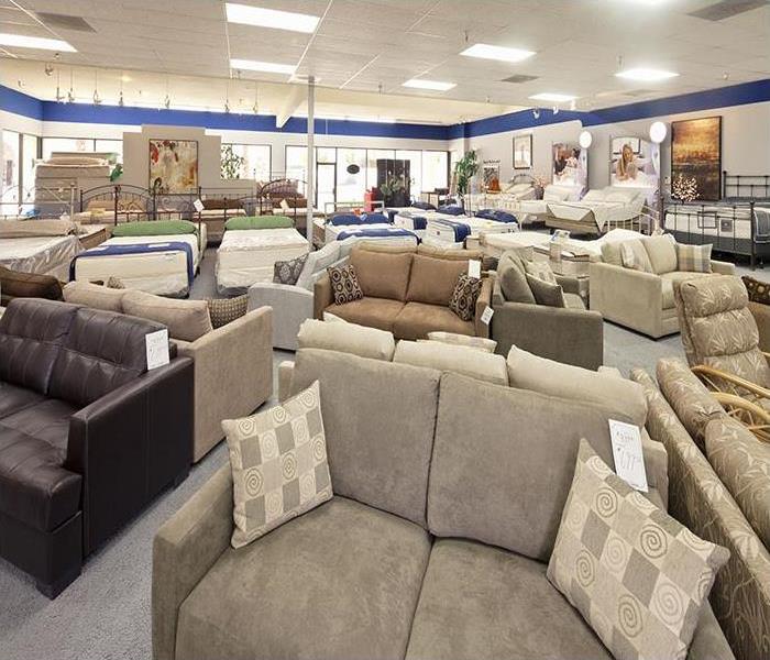 furniture and mattress displayed in store