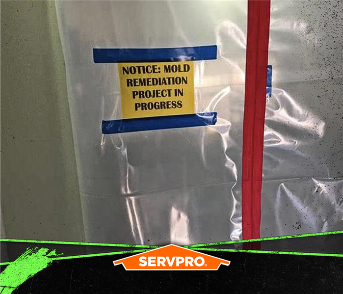 mold remediation sign and containment 